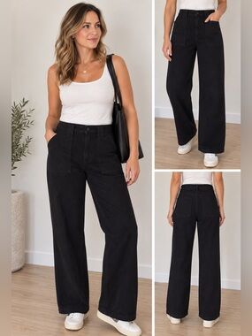 Jones New York Black Wide-Leg Jeans